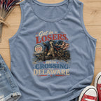 Get in Losers, We're Crossing Delaware Patriotic George Washington Vintage Design Tank Top