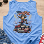 Patriotic 'Red, White, & Body Slams' Graphic Tank Top, Wrestling Top