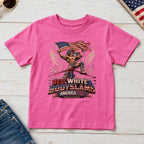 Patriotic 'Red, White, & Body Slams' Graphic Youth Tee, Wrestling Top