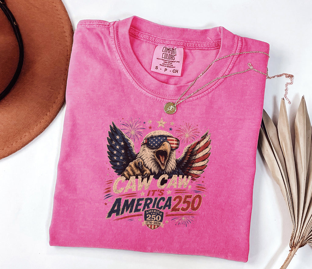 Patriotic Eagle T-Shirt — “Caw Caw It's America 250” Vintage Fourth of July Tee