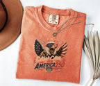 Patriotic Eagle T-Shirt — “Caw Caw It's America 250” Vintage Fourth of July Tee