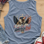 Patriotic Eagle Tank Top — “Caw Caw It's America 250” Vintage Fourth of July Shirt