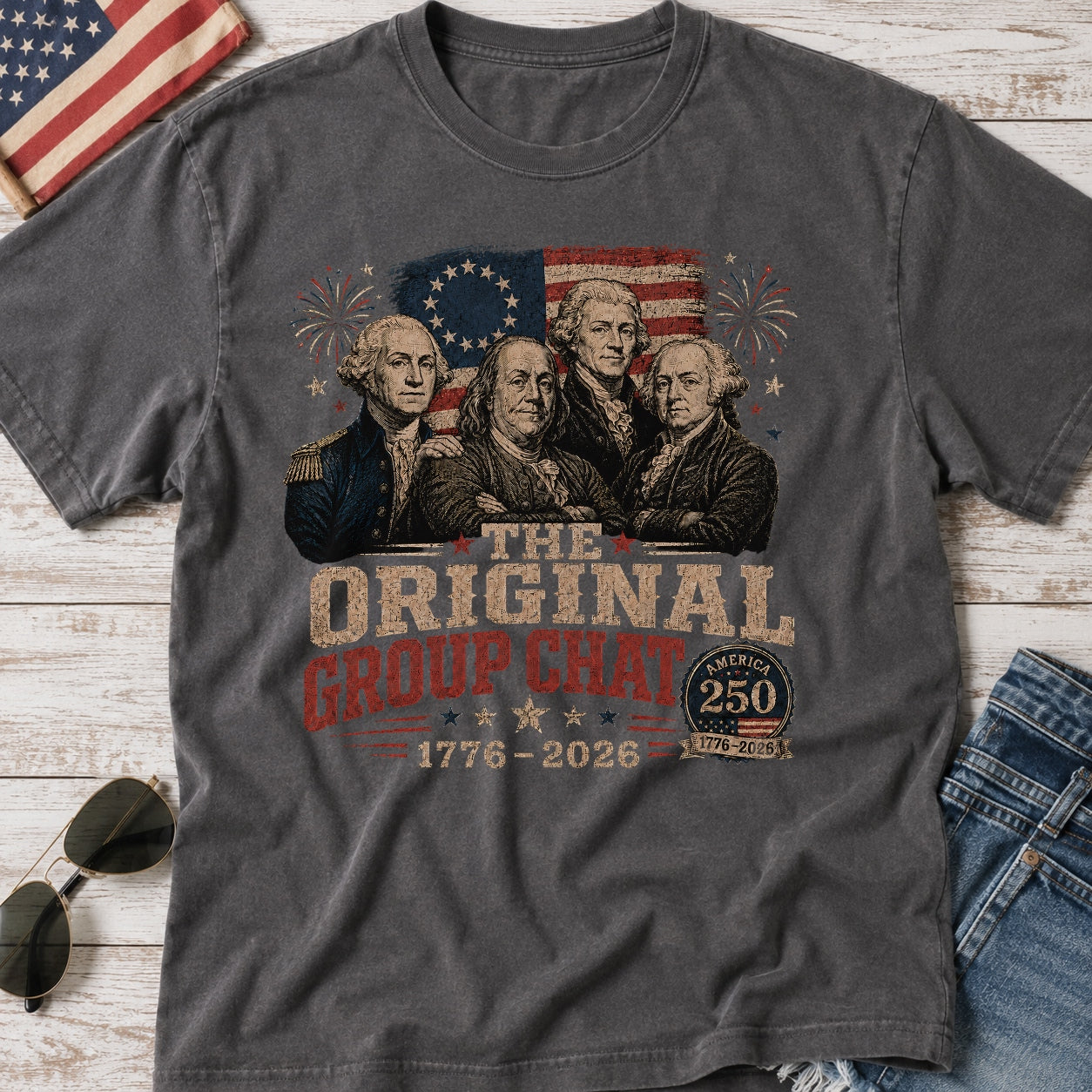 The Original Constitution Group Chat Vintage Patriotic T‑Shirt, America250