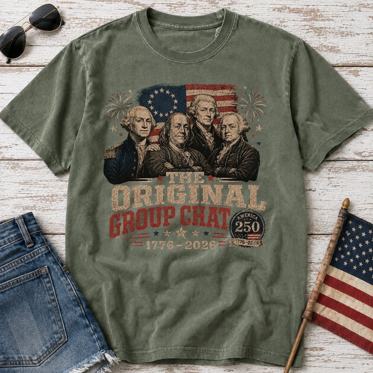 The Original Constitution Group Chat Vintage Patriotic T‑Shirt, America250