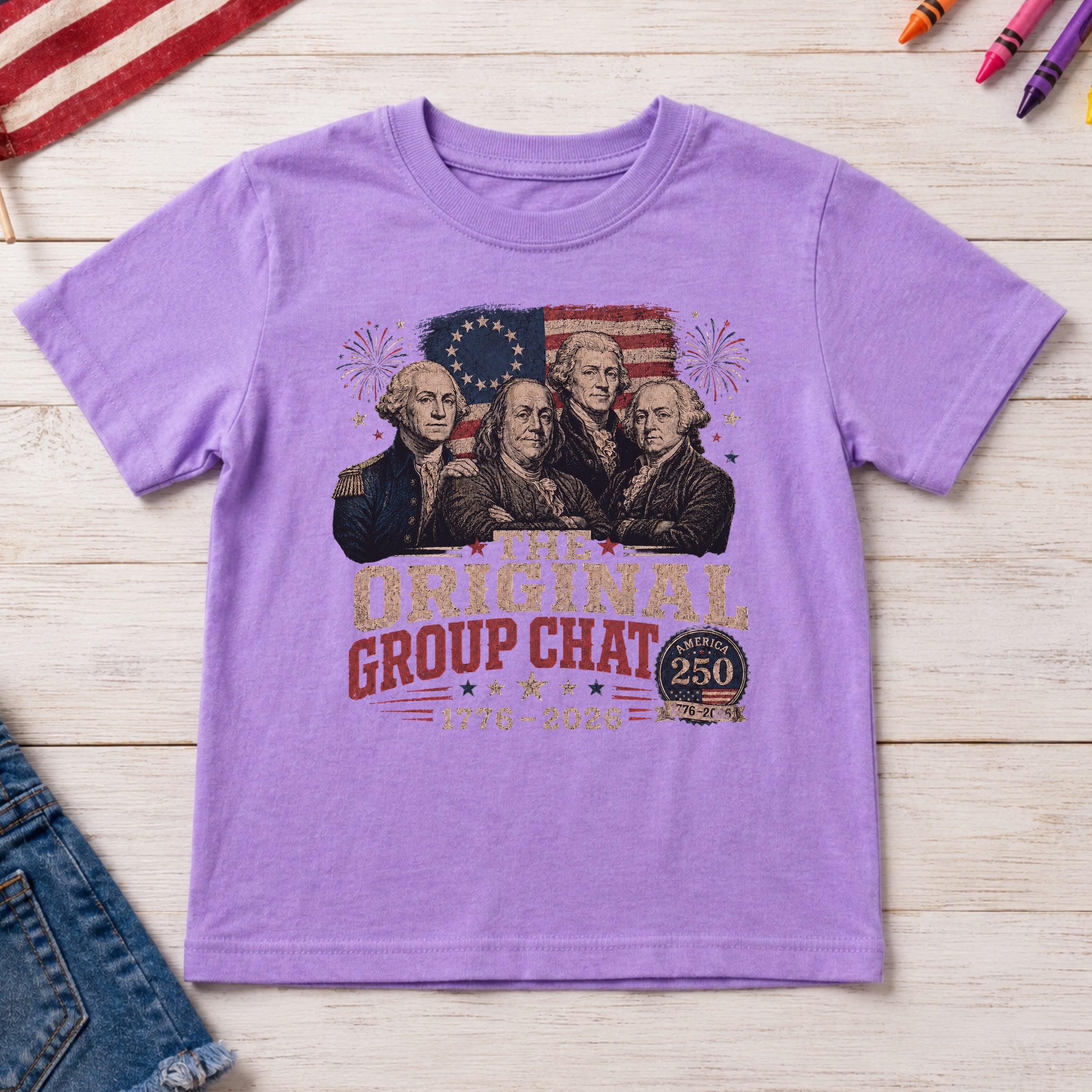 The Original Constitution Group Chat Vintage Patriotic Youth Tee, America250