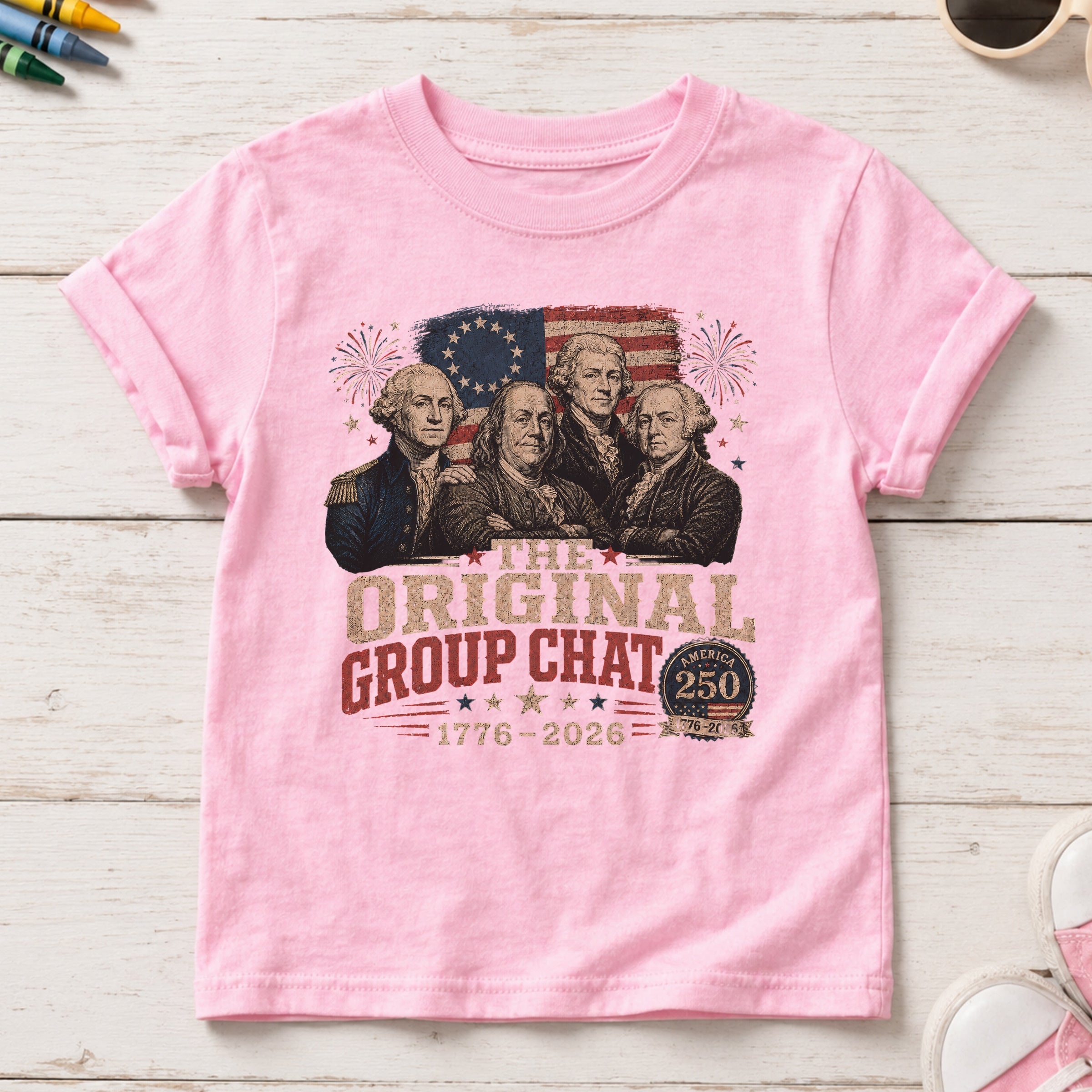 The Original Constitution Group Chat Vintage Patriotic Youth Tee, America250