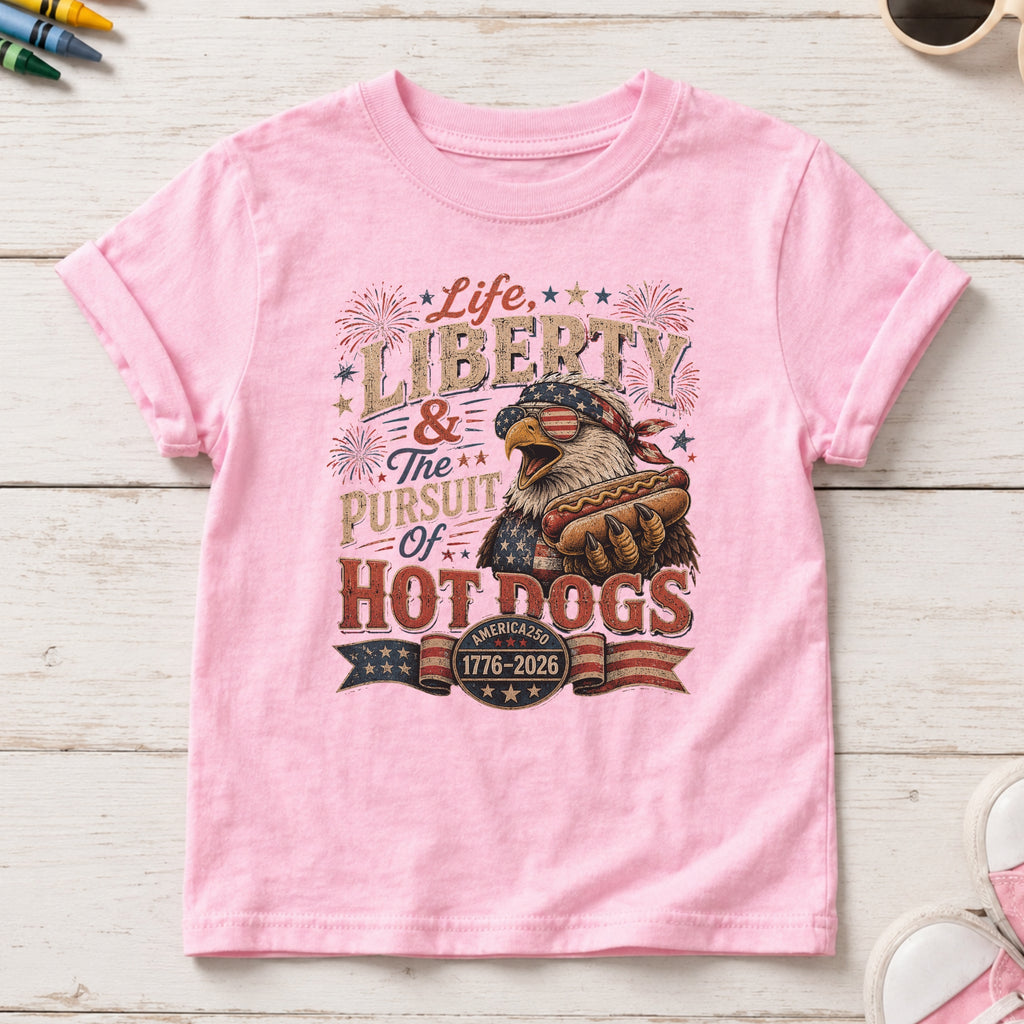 Life, Liberty & The Hot Dogs Patriotic Eagle BBQ America 250 Youth Tee