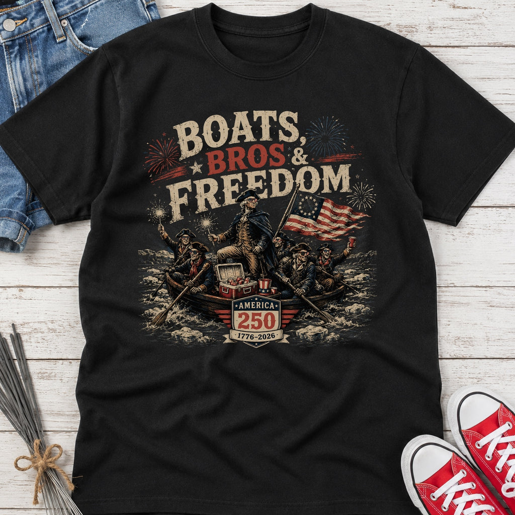 George Washington 'Boats Bros & Freedom' Graphic T-Shirt, American 250 (1776–2026)