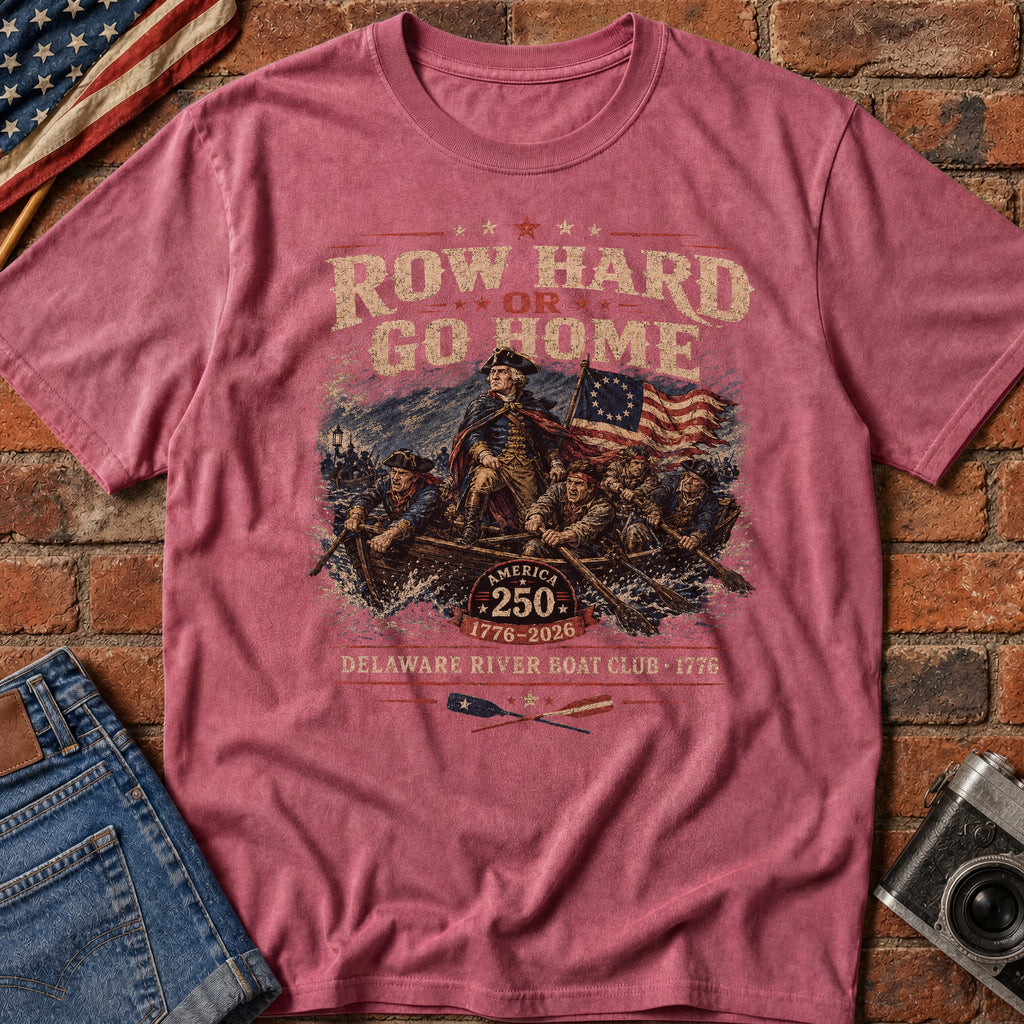 Row Hard or Go Home T-Shirt, Delaware Row Boat Club America 250 Tee