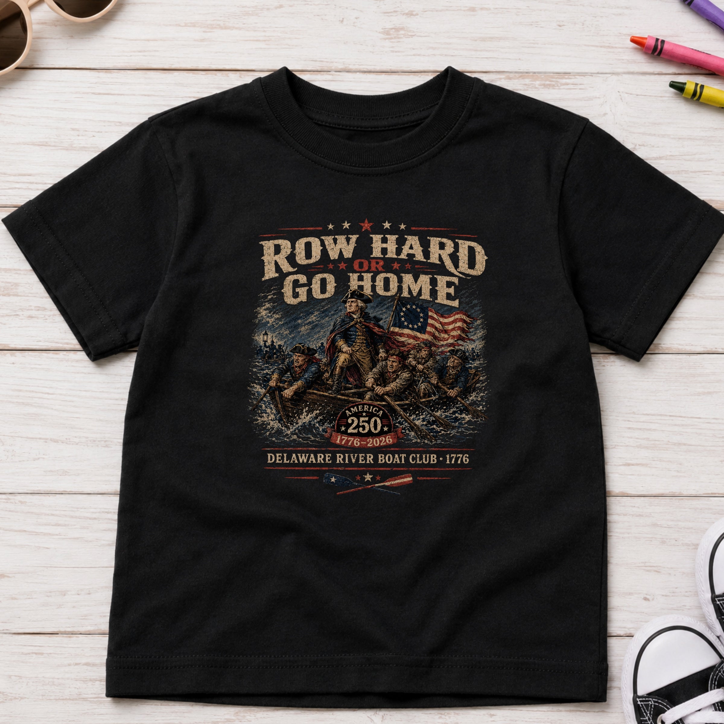 Row Hard or Go Home Youth Tee, Delaware Row Boat Club America 250