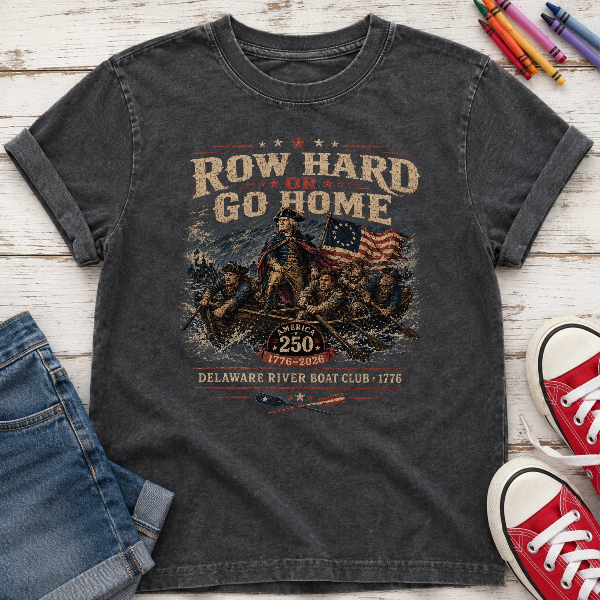 Row Hard or Go Home Youth Tee, Delaware Row Boat Club America 250