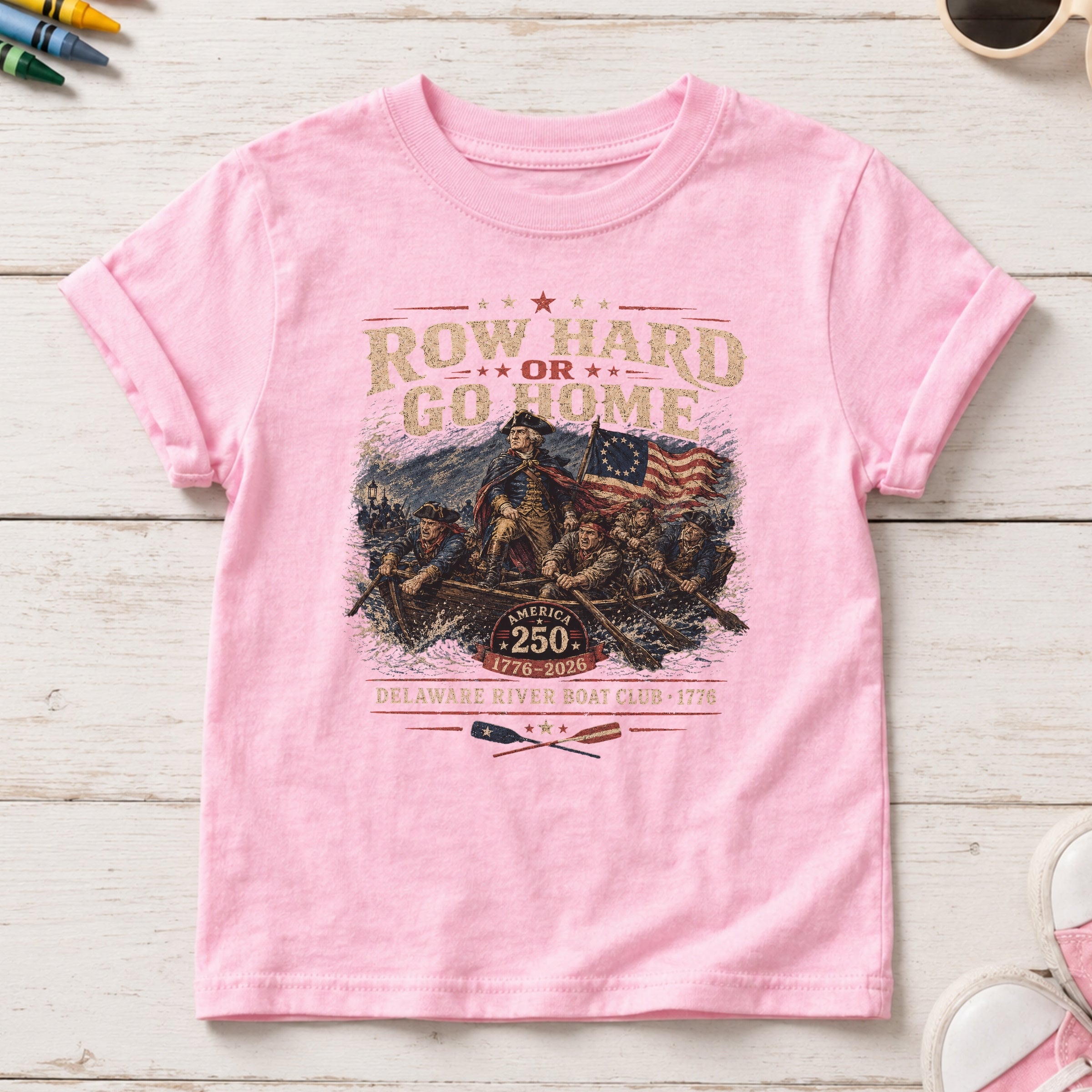 Row Hard or Go Home Youth Tee, Delaware Row Boat Club America 250