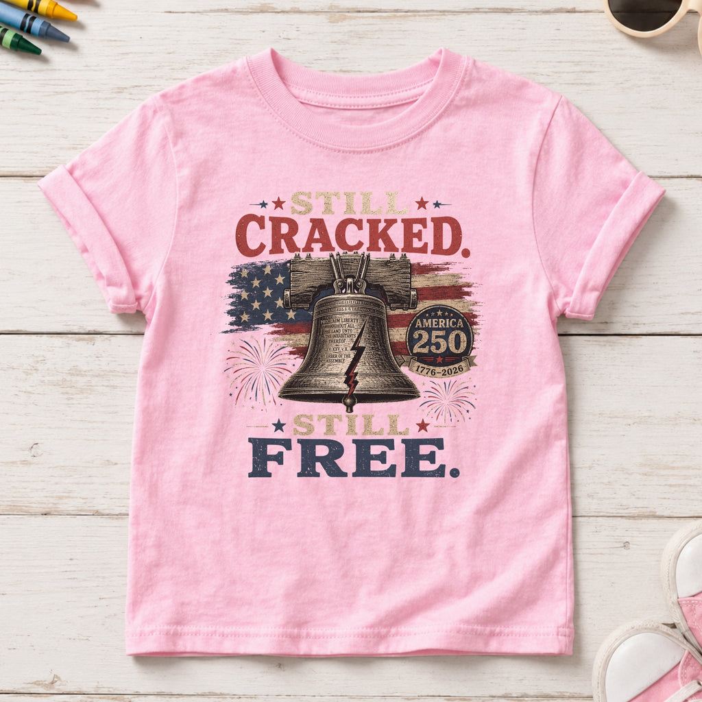 Liberty Bell "Still Cracked, Still Free" Patriotic Youth Tee, America 250