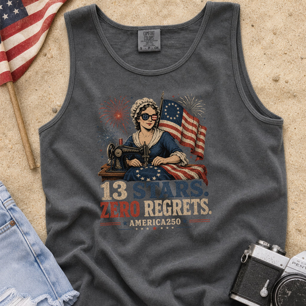13 Stars Zero Regrets Vintage Betsy Ross Flag Tank Top