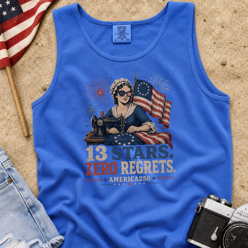 13 Stars Zero Regrets Vintage Betsy Ross Flag Tank Top