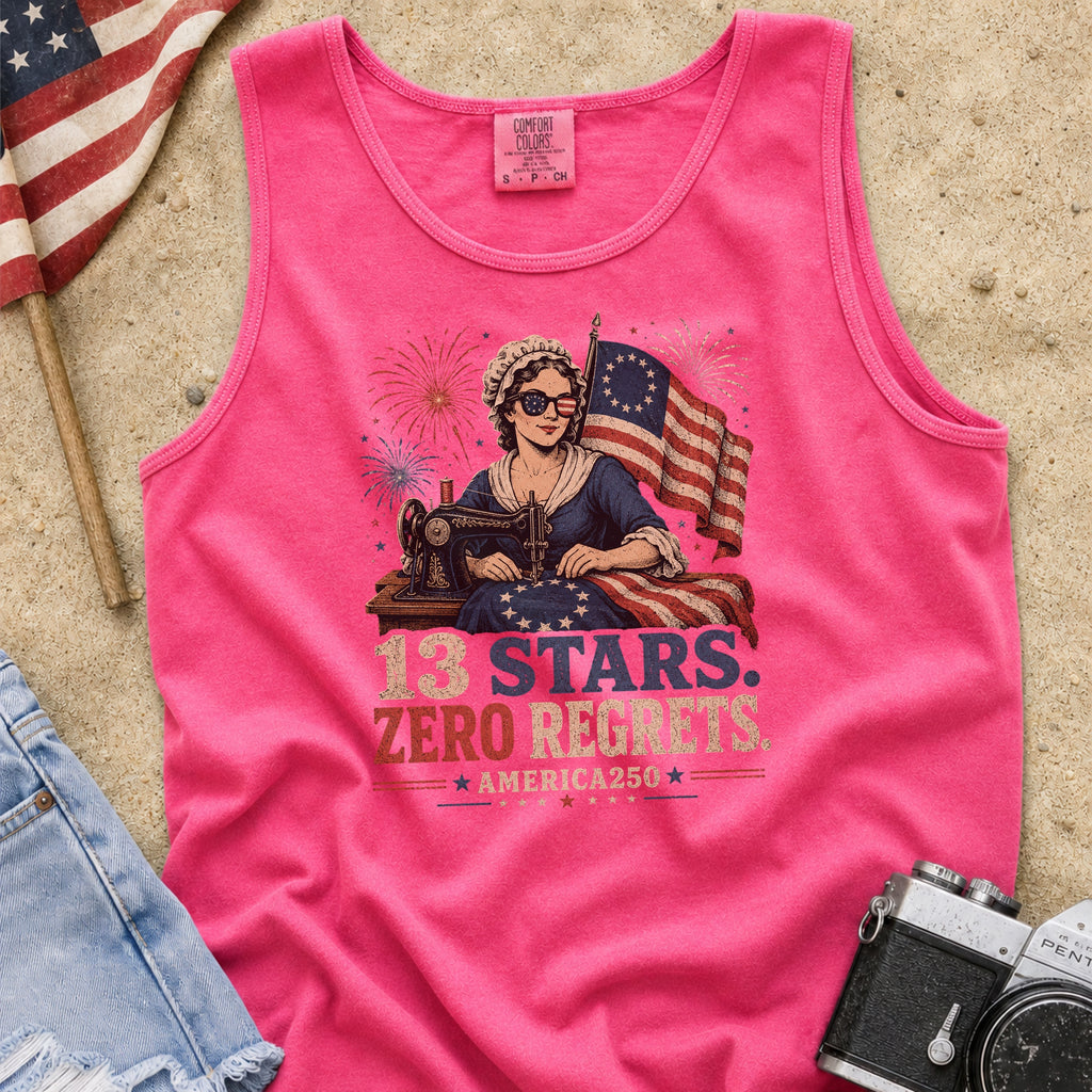 13 Stars Zero Regrets Vintage Betsy Ross Flag Tank Top