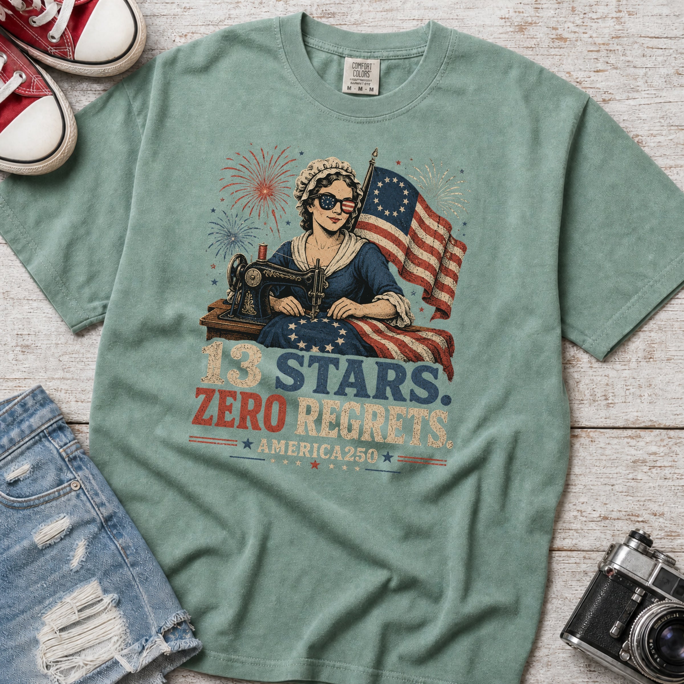 13 Stars Zero Regrets Vintage Betsy Ross Flag T-Shirt