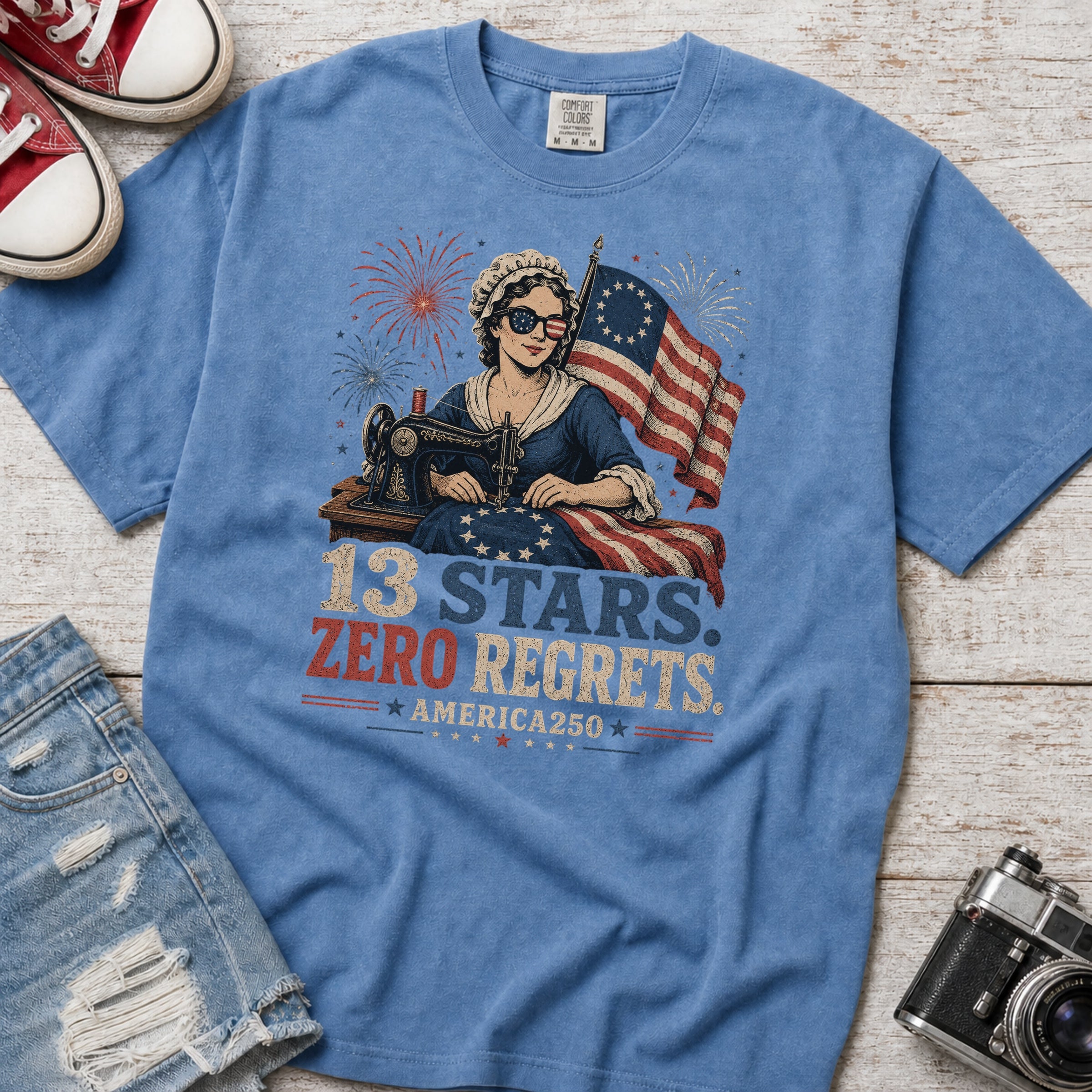 13 Stars Zero Regrets Vintage Betsy Ross Flag T-Shirt
