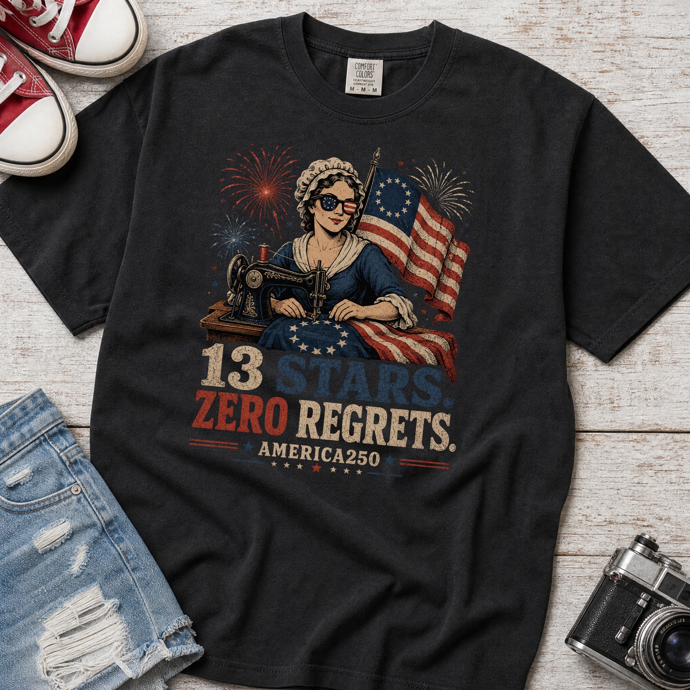 13 Stars Zero Regrets Vintage Betsy Ross Flag T-Shirt