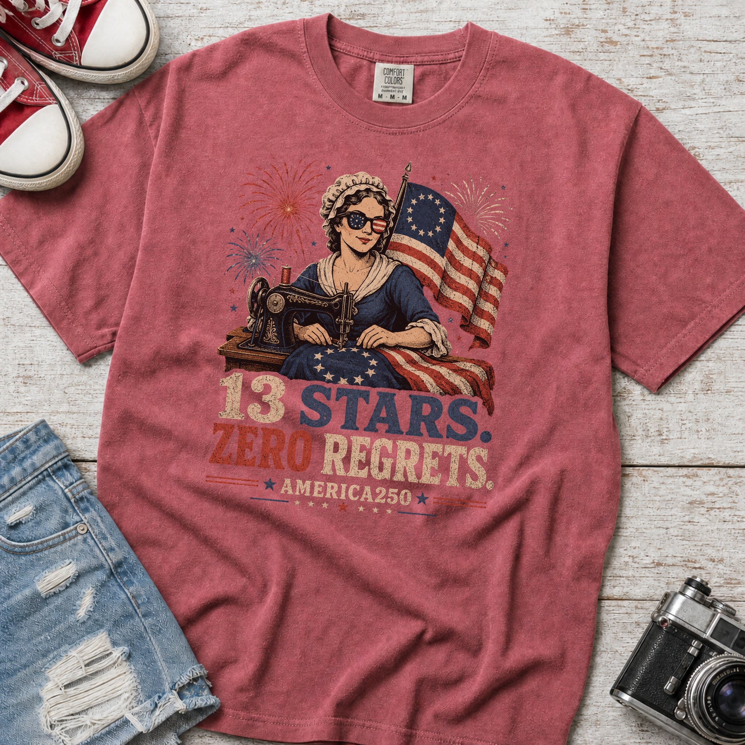 13 Stars Zero Regrets Vintage Betsy Ross Flag T-Shirt