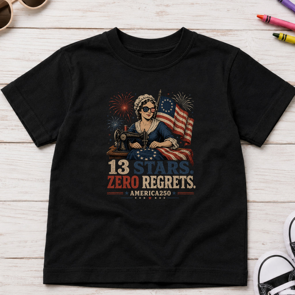 13 Stars Zero Regrets Vintage Betsy Ross Flag Youth Tee