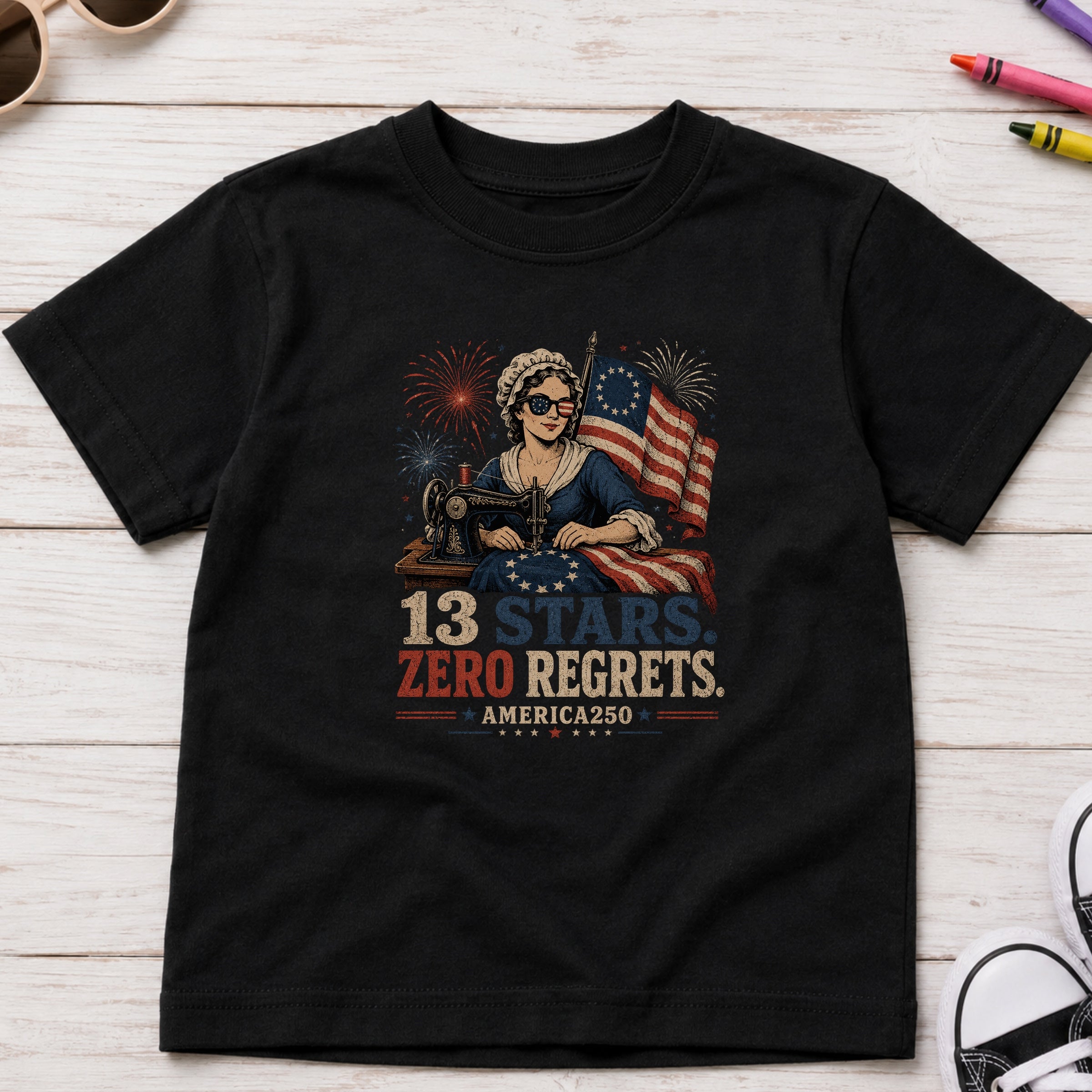 13 Stars Zero Regrets Vintage Betsy Ross Flag Youth Tee