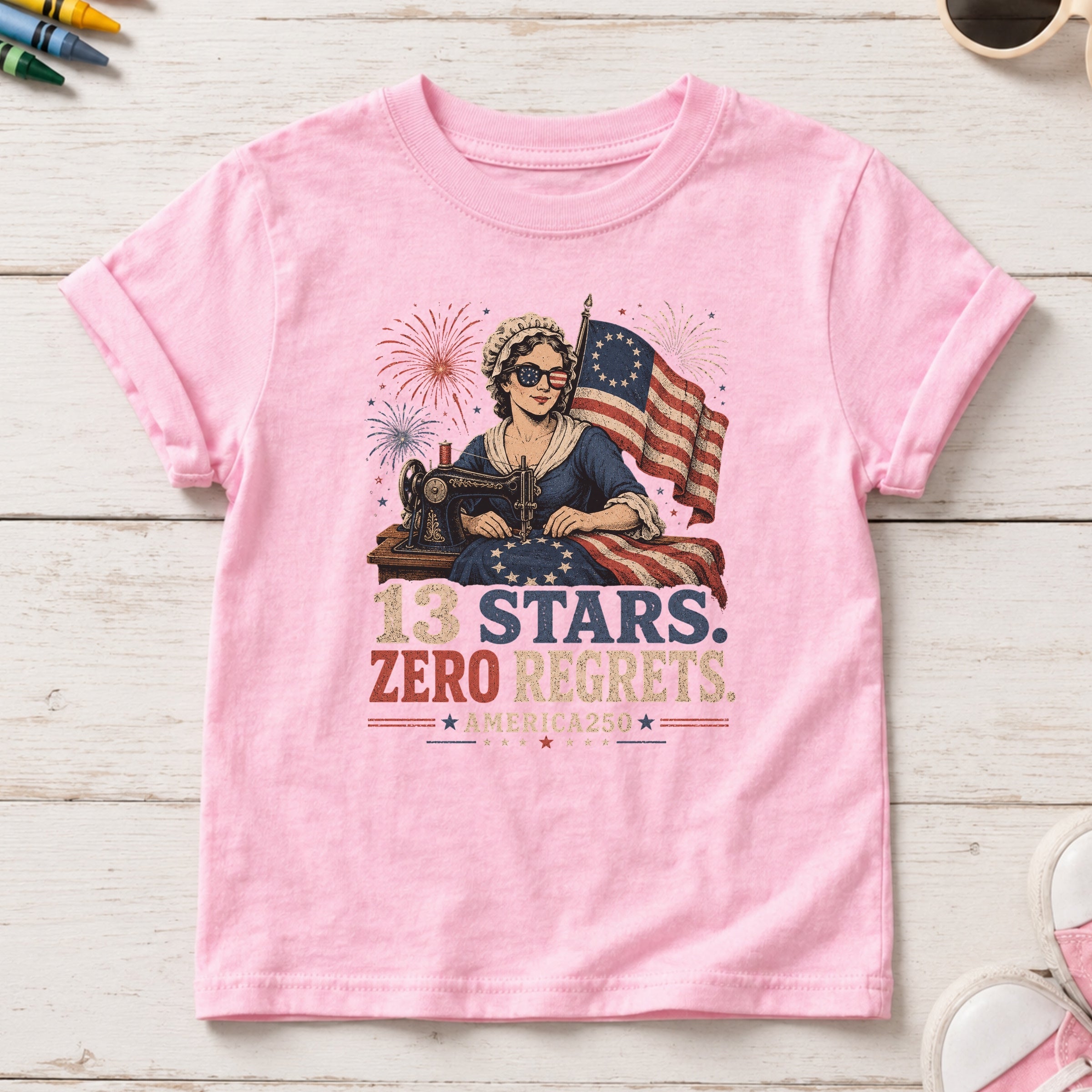 13 Stars Zero Regrets Vintage Betsy Ross Flag Youth Tee