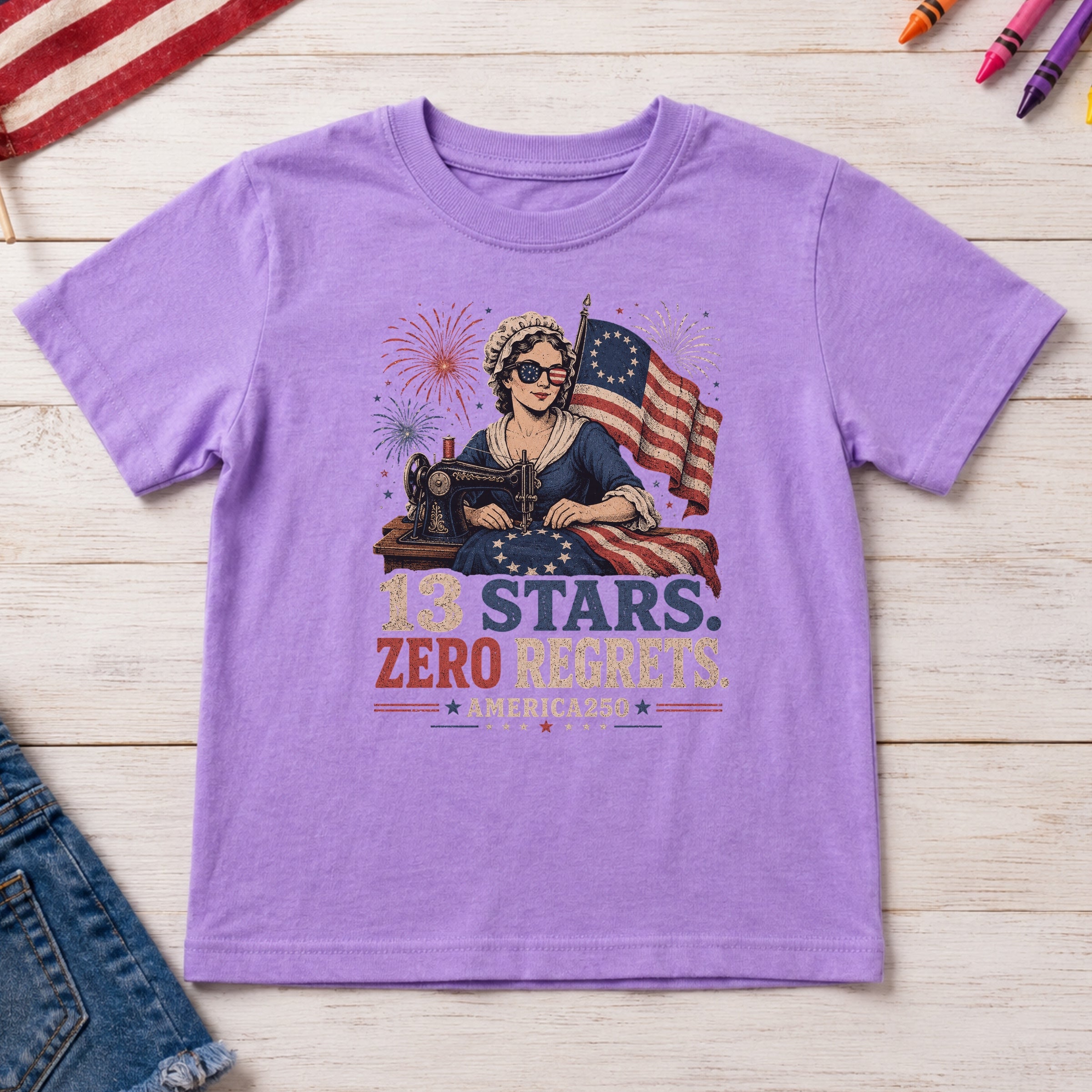 13 Stars Zero Regrets Vintage Betsy Ross Flag Youth Tee