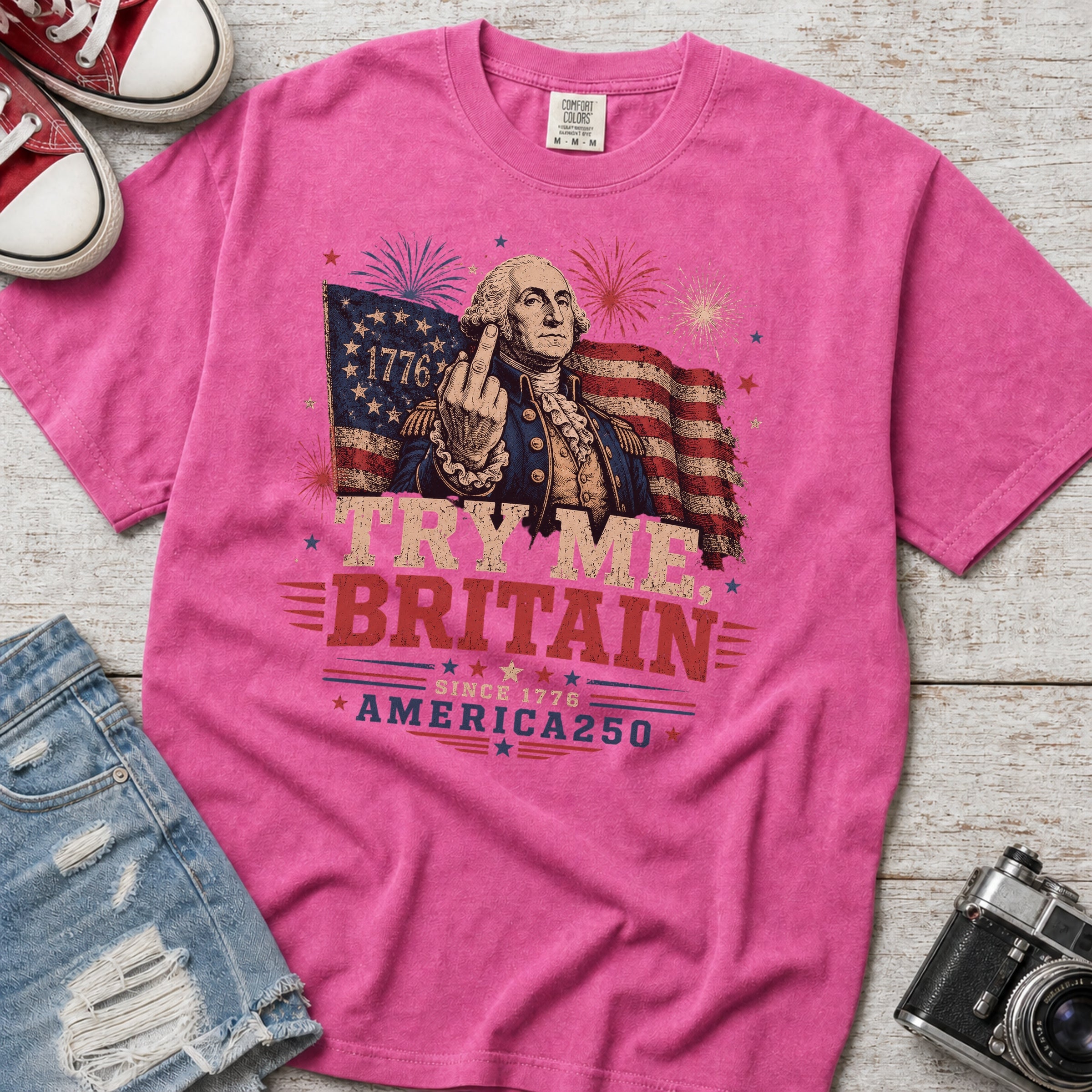 Try Me Britain T-Shirt, Patriotic America 250 Independence Day Tee