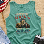 Born to Grill Forced to Work Patriotic BBQ Tank Top, America 250