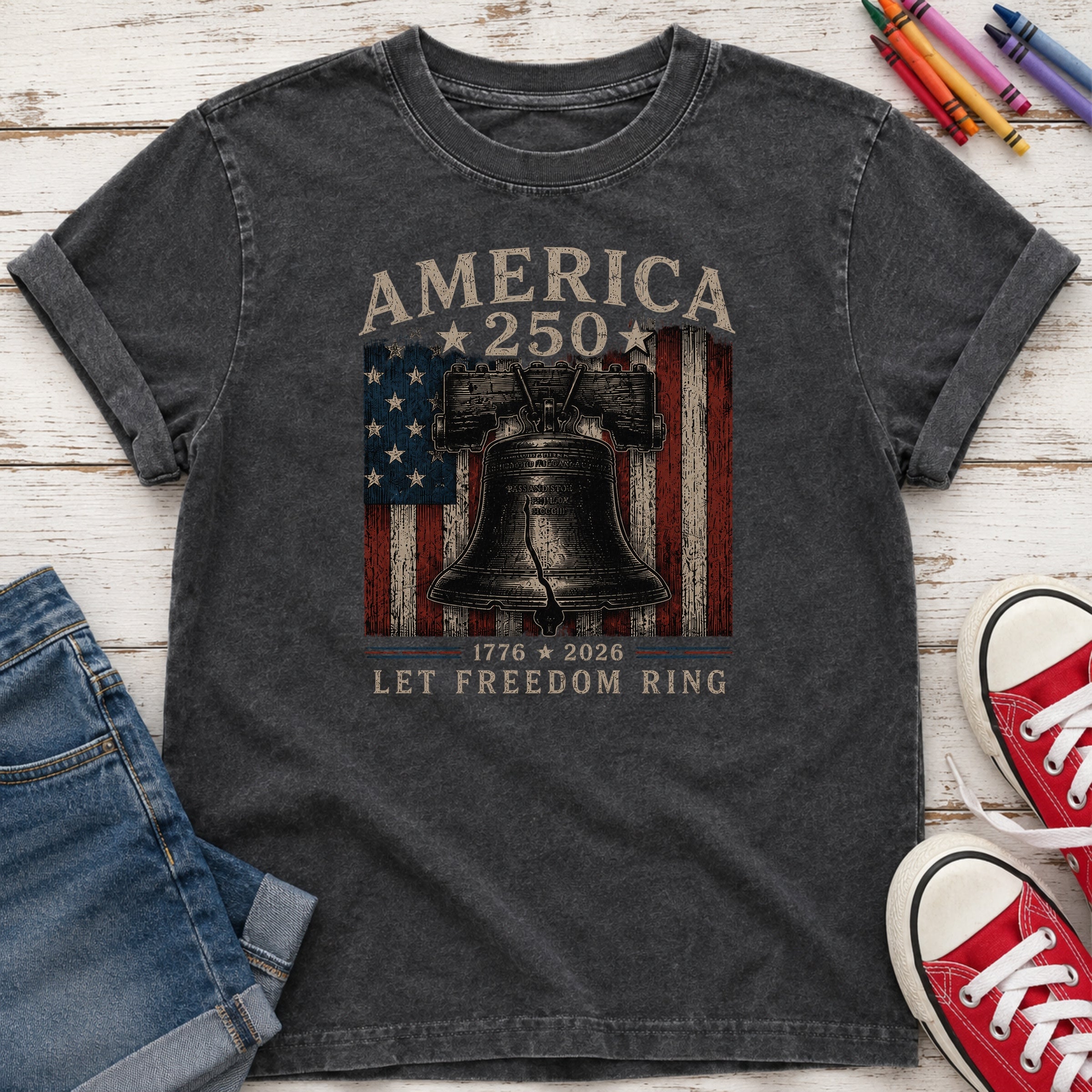 Liberty Bell "Still Cracked, Still Free" Patriotic Youth Tee, America 250 Main image