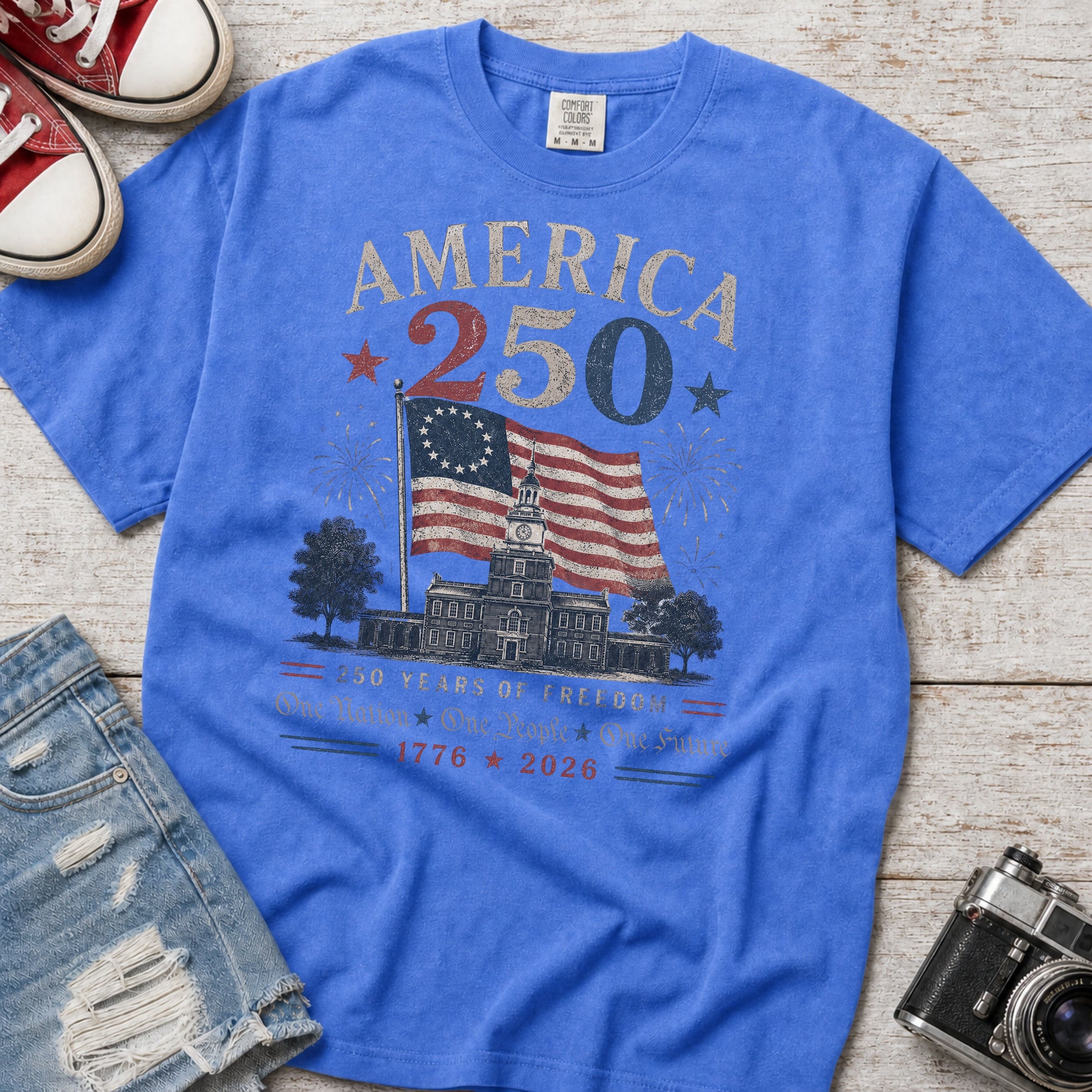 America 250 Anniversary T-Shirt, 1776–2026 Flag Heritage Tee, One Nation One People One Future