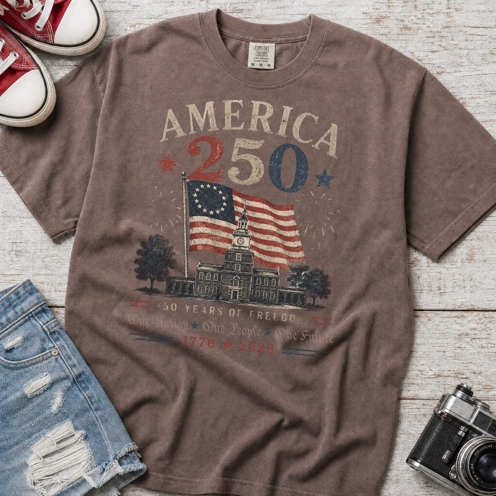 America 250 Anniversary T-Shirt, 1776–2026 Flag Heritage Tee, One Nation One People One Future