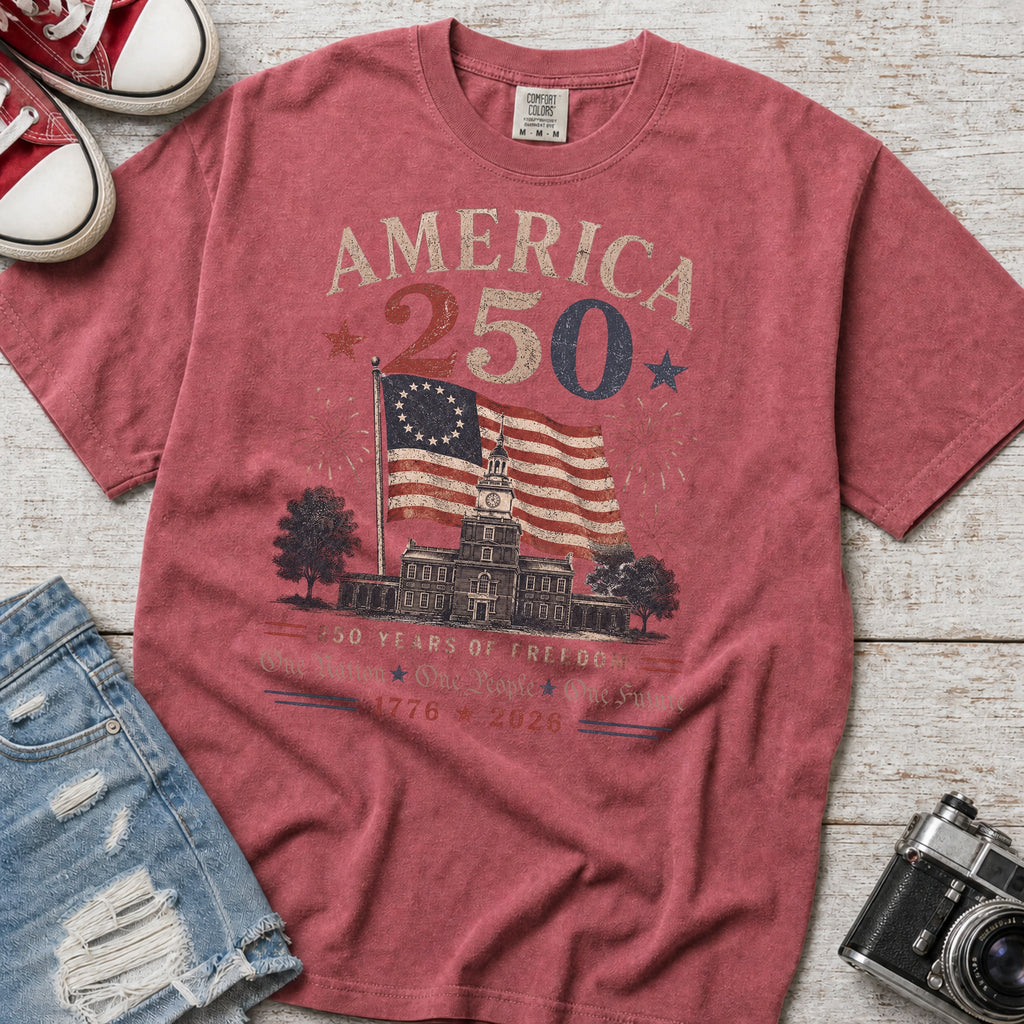 America 250 Anniversary T-Shirt, 1776–2026 Flag Heritage Tee, One Nation One People One Future