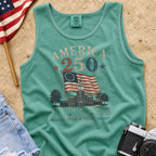 America 250 Vintage Flag Tank Top, 1776–2026 Flag Heritage Tee, One Nation One People One Future