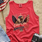 Patriotic Eagle Tank Top — “Caw Caw It's America 250” Vintage Fourth of July Shirt