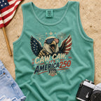 Patriotic Eagle Tank Top — “Caw Caw It's America 250” Vintage Fourth of July Shirt