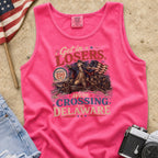 Get in Losers, We're Crossing Delaware Patriotic George Washington Vintage Design Tank Top