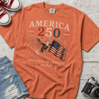 America 250 Eagle & Flag T-Shirt, 250 Years of Freedom Patriotic Tee