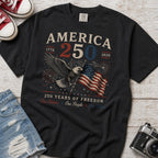 America 250 Eagle & Flag T-Shirt, 250 Years of Freedom Patriotic Tee