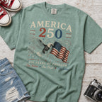 America 250 Eagle & Flag T-Shirt, 250 Years of Freedom Patriotic Tee