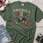 America 250 Eagle & Flag T-Shirt, 250 Years of Freedom Patriotic Tee