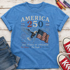 America 250 Patriotic Eagle & Flag Youth Tee, 250 Years of Freedom