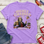 Highly Charged Since 1776 Benjamin Franklin Patriotic Beer America250 Youth Tee