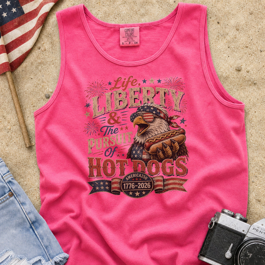 Life, Liberty & The Hot Dogs Patriotic Eagle BBQ America 250 Tank Top