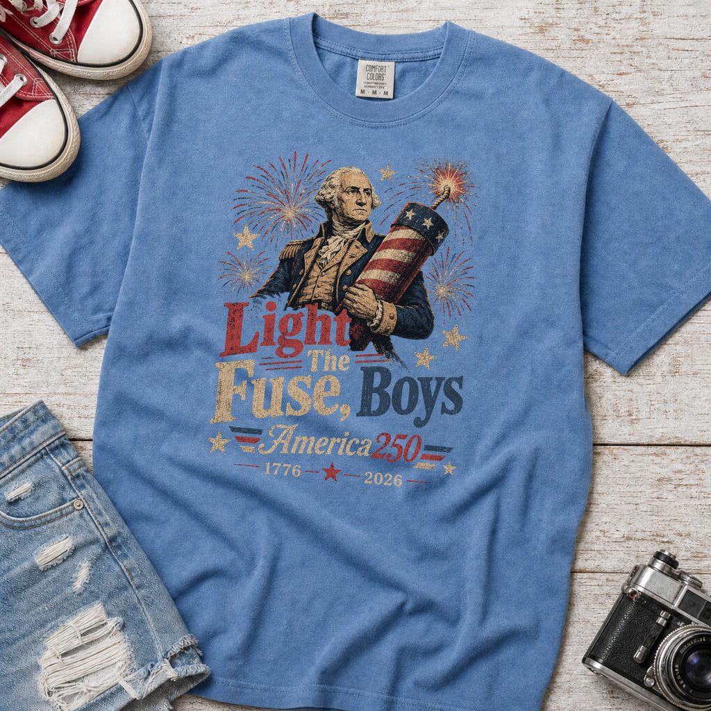 Light the Fuse, Boys Vintage America 250 Fourth of July T-Shirt