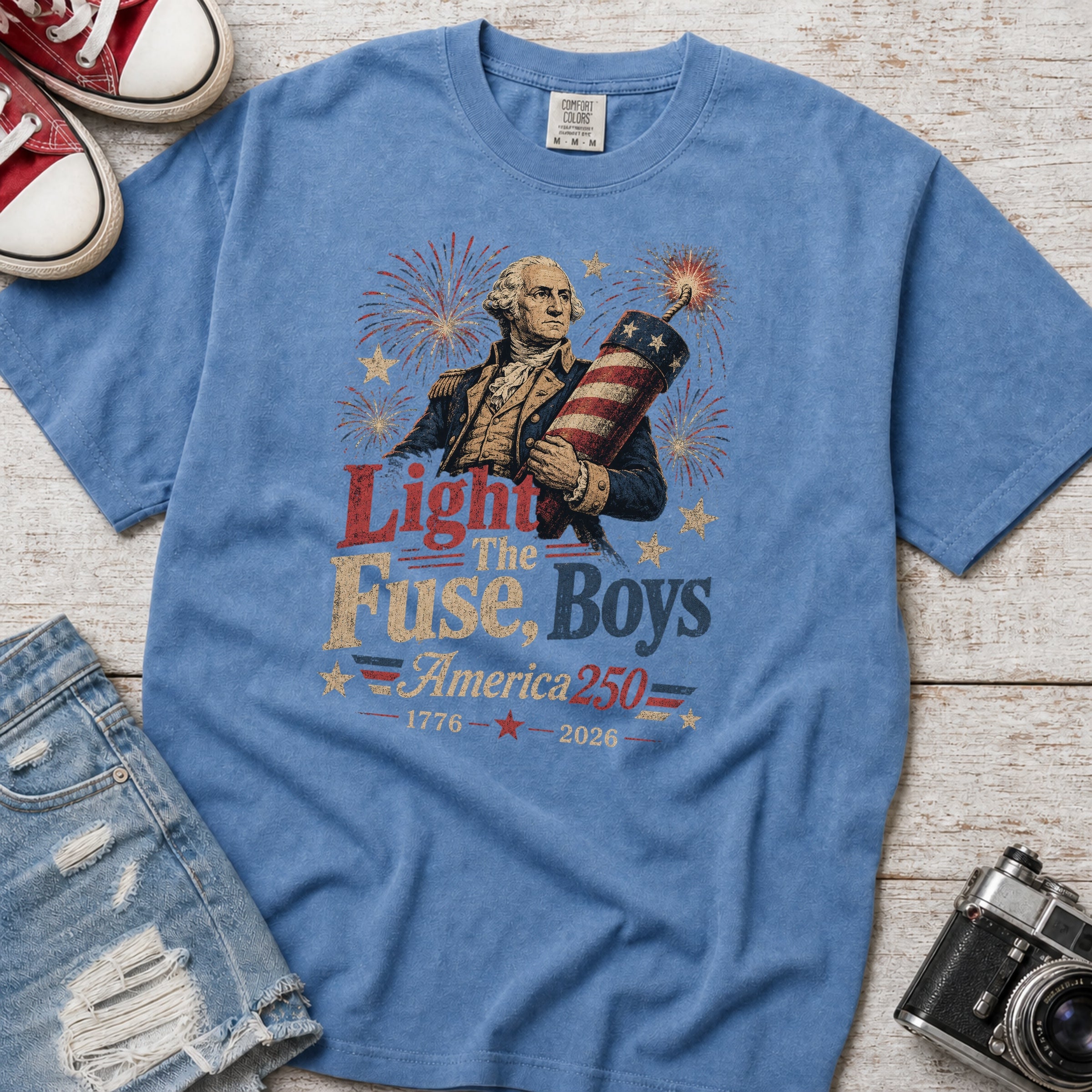 Light the Fuse, Boys Vintage America 250 Fourth of July T-Shirt