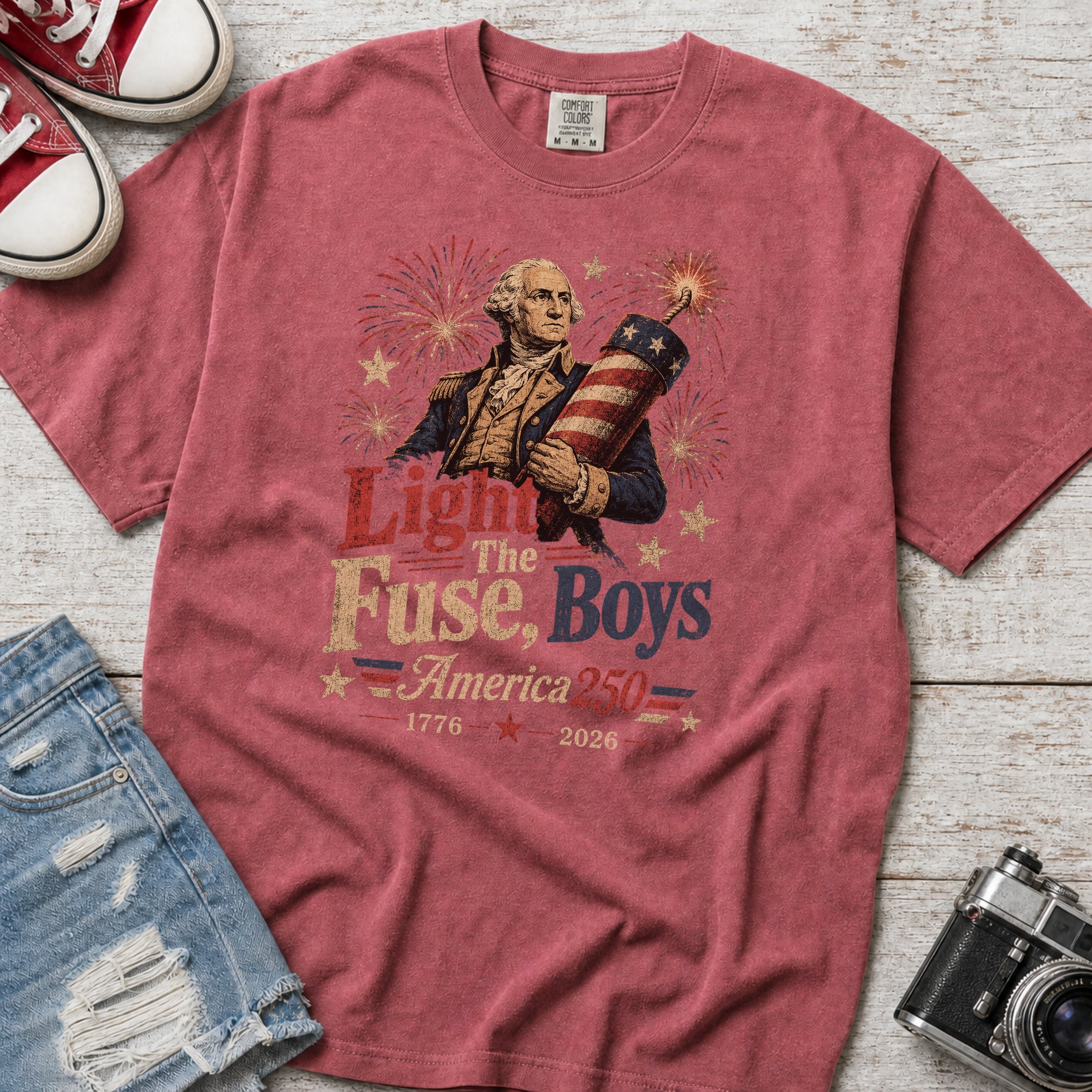 Light the Fuse, Boys Vintage America 250 Fourth of July T-Shirt