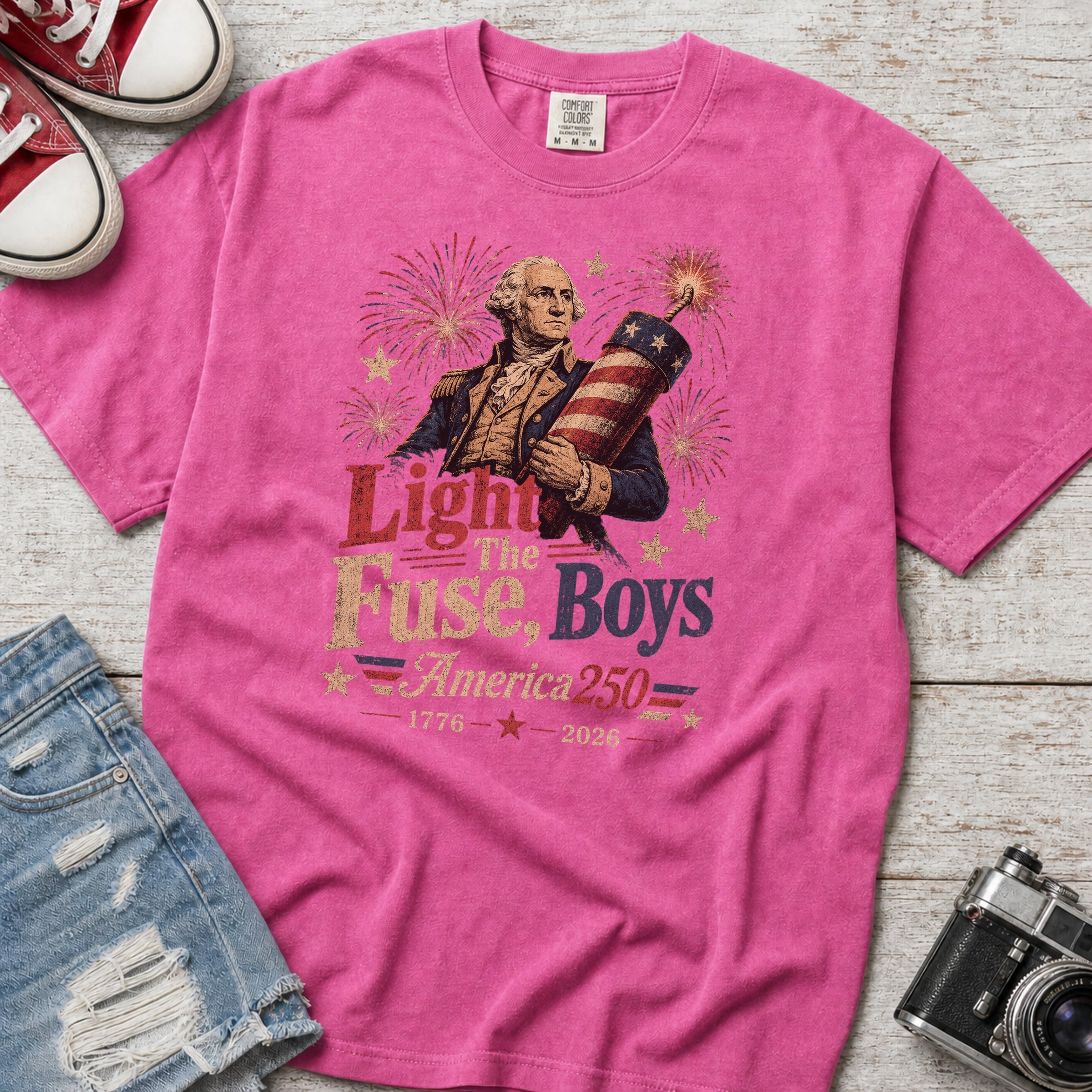 Light the Fuse, Boys Vintage America 250 Fourth of July T-Shirt