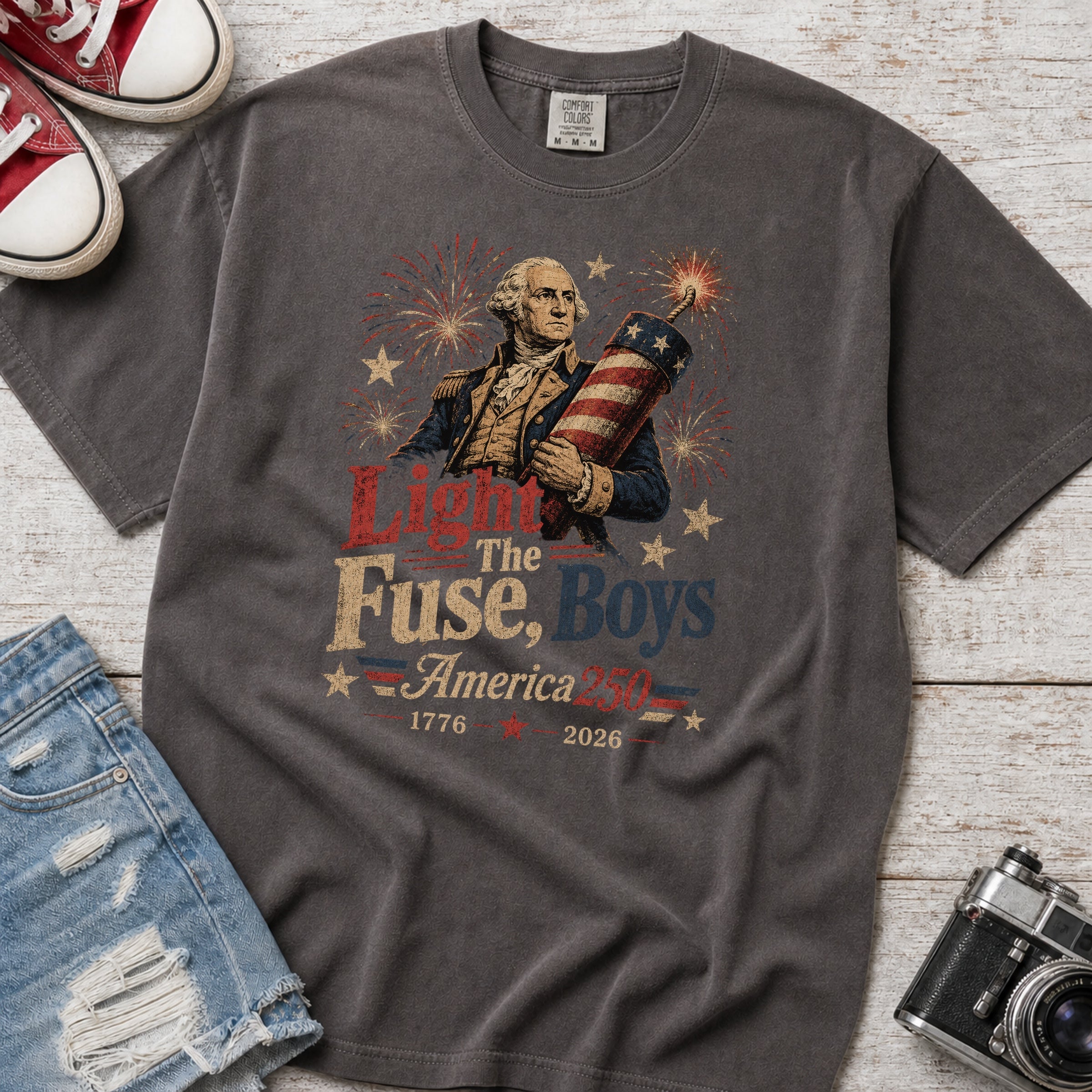 Light the Fuse, Boys Vintage America 250 Fourth of July T-Shirt